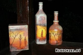 Декупаж бутылок - автор manashka