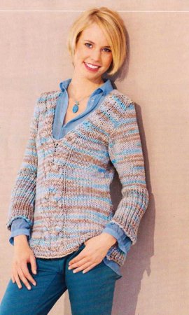 Пуловер с центральной косой