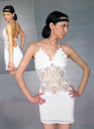 Белое ажурное платье