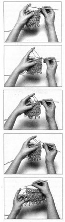 Пестрый жилет и шапка с узором из вытянутых петель