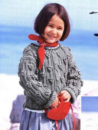 Серый пуловер с узором из "шишек" Серый пуловер с узором из "шишек"