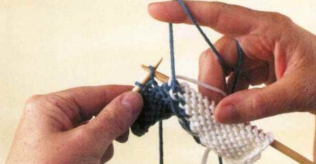 Диагональный жаккардовый узор интарсия