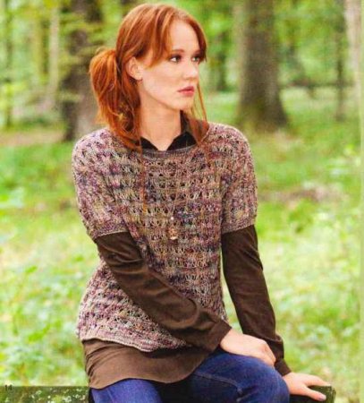 Пуловер с цельновязаными рукавами