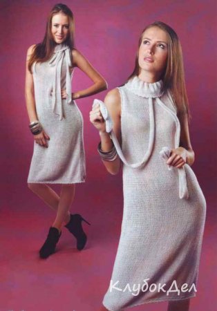 Серое платье с бантом