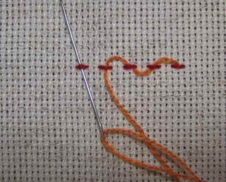 Вышивка крестом: шов «вперёд иголку»