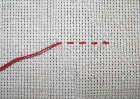 Вышивка крестом: шов «вперёд иголку»