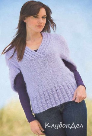 Сиреневый пуловер c V-образным вырезом