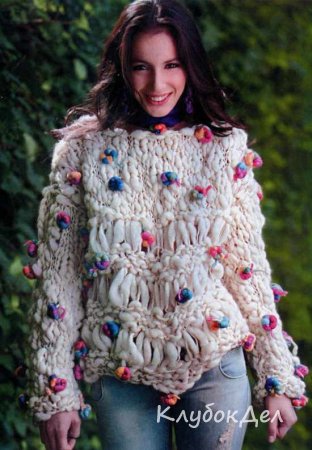 Джемпер с разноцветными узелками