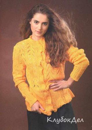 Желтый ажурный жакет