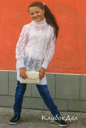 Белая ажурная туника