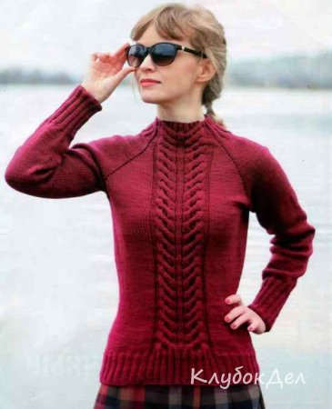 Пуловер спицами «Колос»