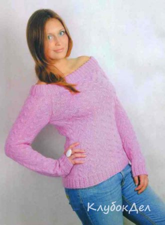 Пуловер спицами «Розовое суфле»
