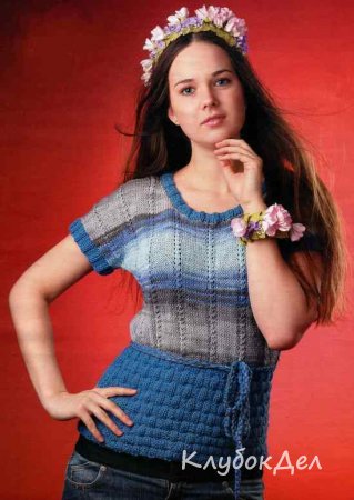 Вязаный пуловер из секционно окрашенной пряжи