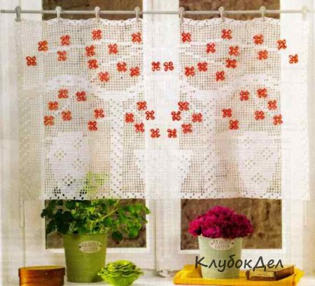 Гардины для кухни с розовыми цветочками