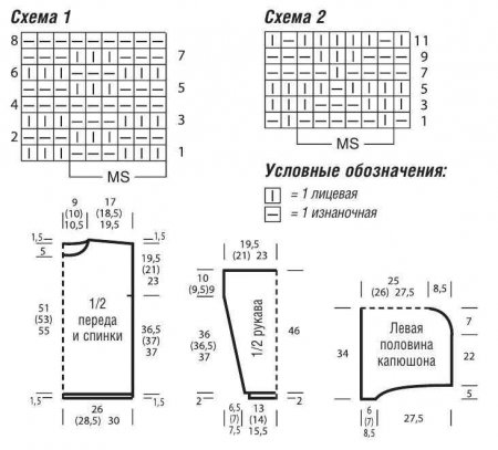 Розовый пуловер с капюшоном спицами схемы