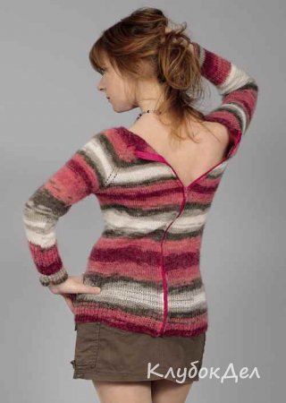 Кофта на молнии спицами