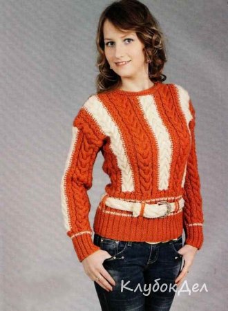 Пуловер с косами для женщин