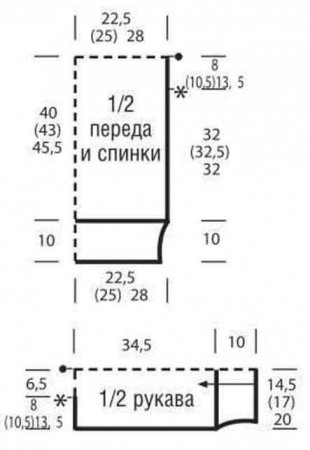 меланжевый пуловер с ажурным узором схема
