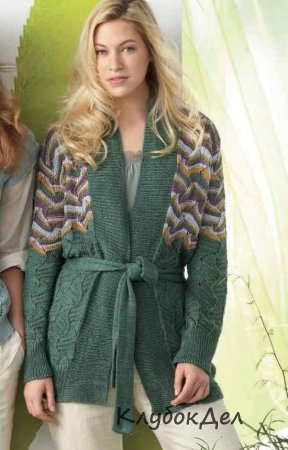 жакет с поясом спицами