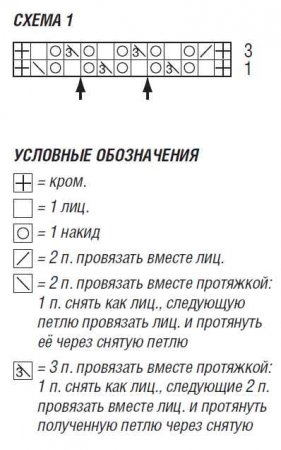 Меланжевый пуловер с узором из ажурных дуг схема