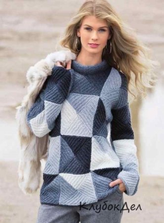 пуловер в стиле пэчворк
