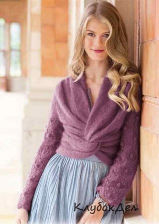 Мохеровый пуловер с эффектом запаха