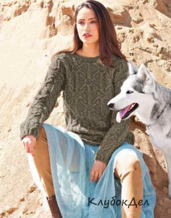 свитер с арановым узором