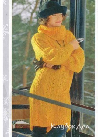 Туника с воротником хомут спицами