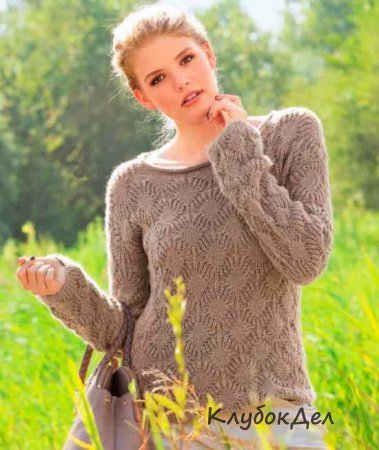 Пуловер с узором из ромбов