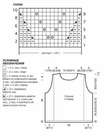 топ с ажурным узором спицами схемы