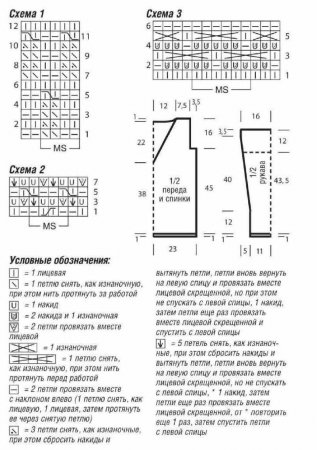 пуловер спицами схемы