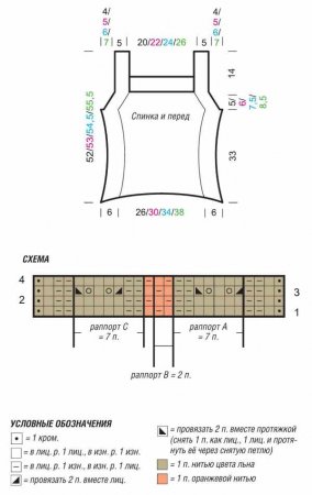 Двухцветный топ спицами схема