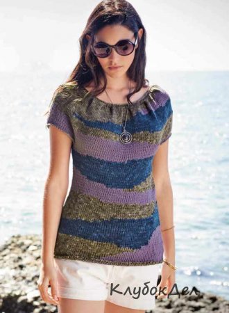 Пуловер с жаккардовым узором спицами