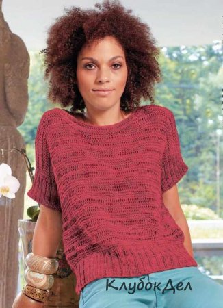 Пуловер с вытянутыми петлями