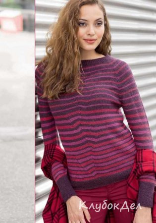 Пуловер в полоску с рукавами реглан