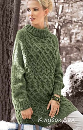 Пуловер покроя реглан с узором из «кос»