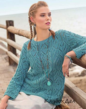 пуловер с ажурным узором