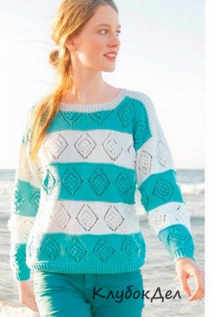 пуловер в полоску вязаный спицами