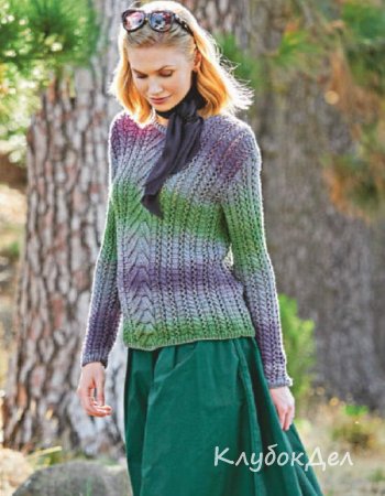 пуловер из пряжи секционного крашения