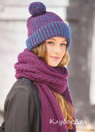 шапка, шарф спицами