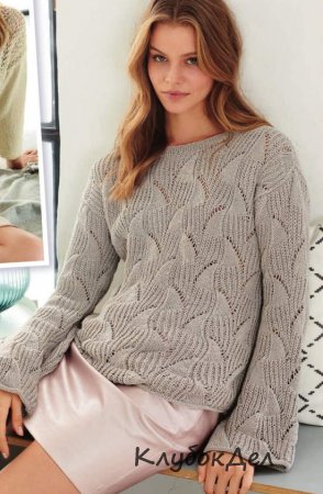 пуловер полупатентным узором