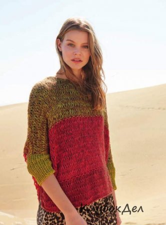 пуловер с узором из спущенных петель