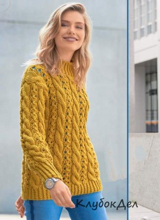 пуловер с ажурным узором