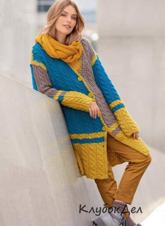удлиненный жакет спицами
