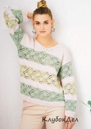пуловер с полосами узоров
