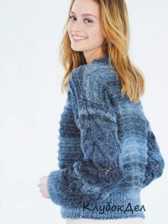 пуловер спицами с широкими планками