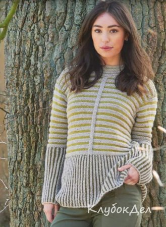 пуловер с полупатентным узором